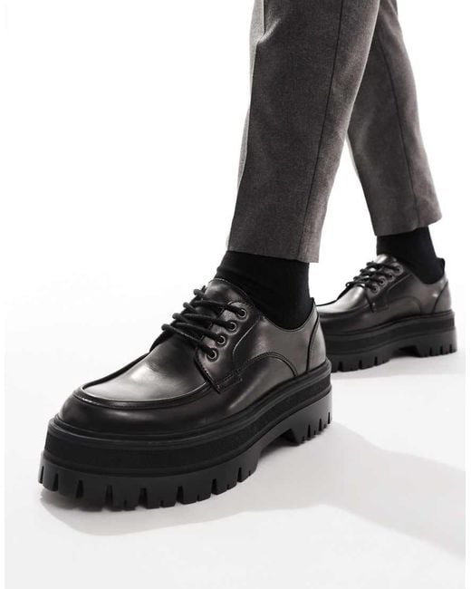 Bershka Black Derby Smart Lace Up Shoe for men