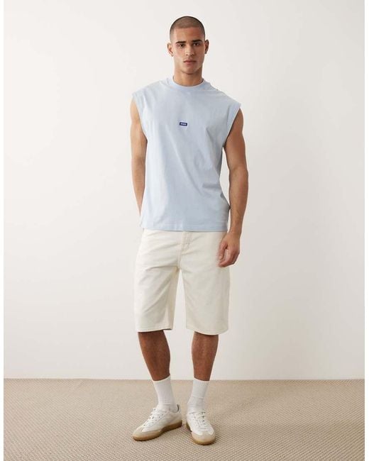 HUGO White Sleeveless Cotton T-shirt With Logo Detail for men