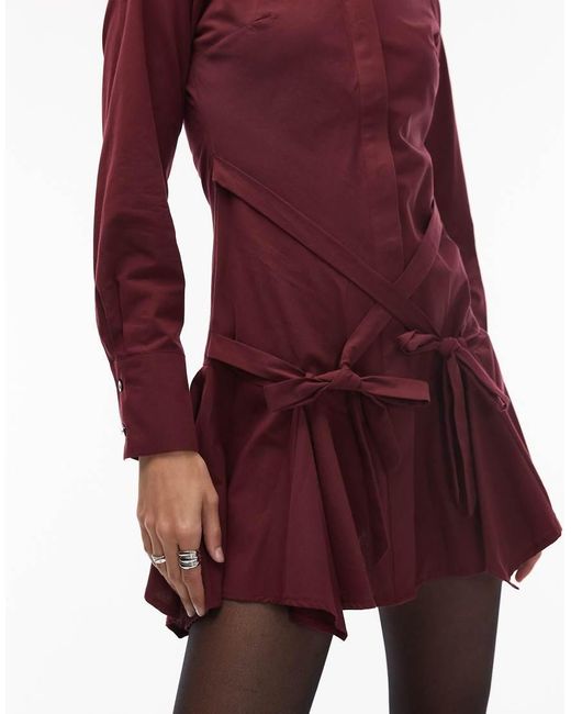 ASOS Red Shirt Mini Dress With Tie Waist Detail