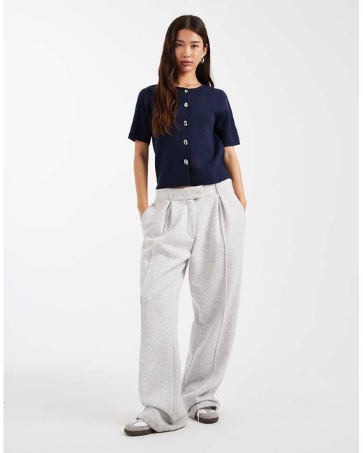 Threadbare Blue Short Sleeve Compact Knit Cardigan With Contrast Buttons