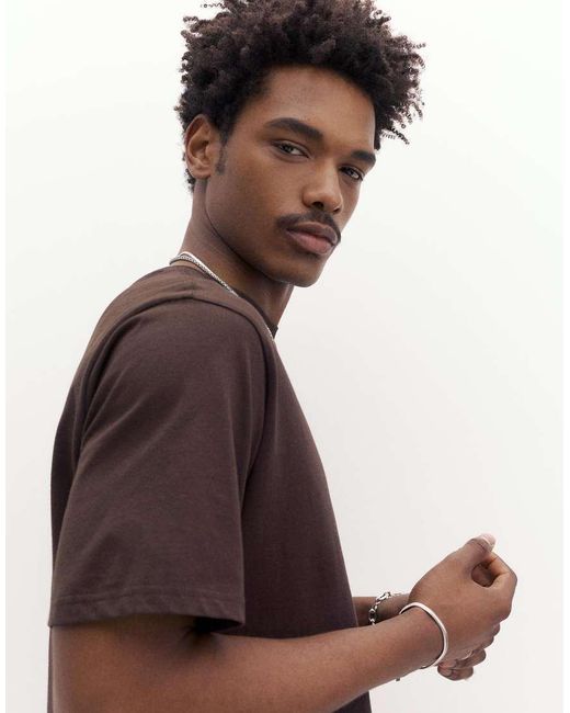 T-Shirt Basic A Maniche Corte di Pull&Bear in Brown da Uomo