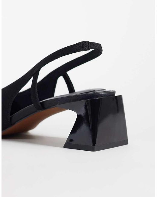 ASOS White Steam Cut Out Detail Slingback Block Heeled Shoes