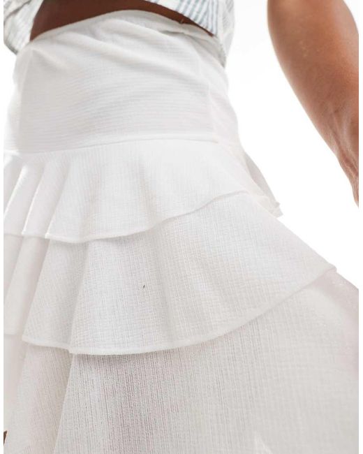 Reclaimed (vintage) White Mini Tiered Ruffle Skort