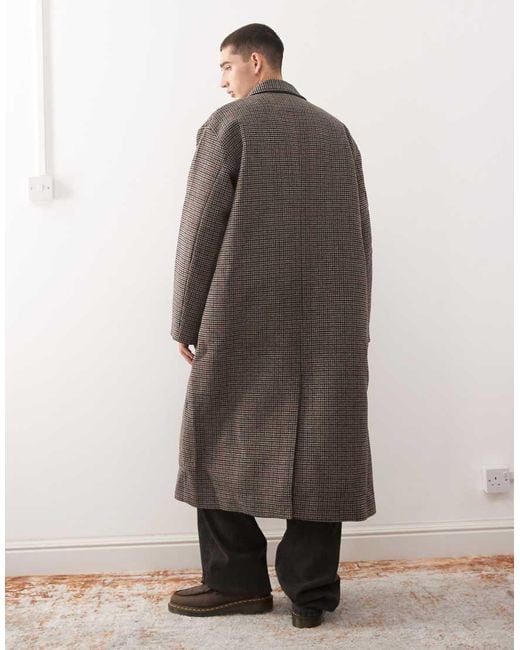 Abrigo Negro Y Beis A Cuadros De Mezcla De Lana De Weekday de hombre de color Black