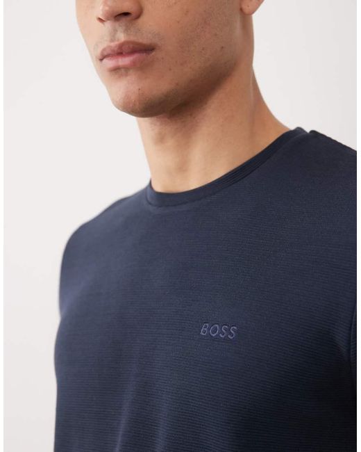 Boss Blue Rib Co-ord Lounge T-shirt for men