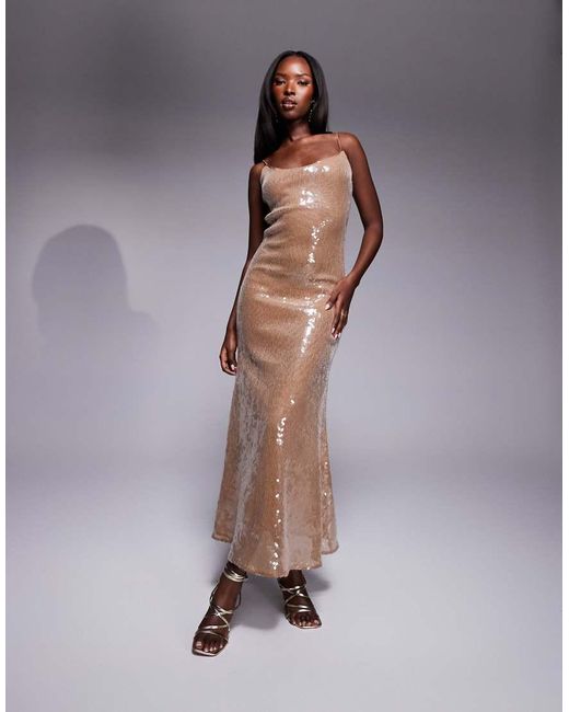 Bardot Natural Sequin Maxi Dress