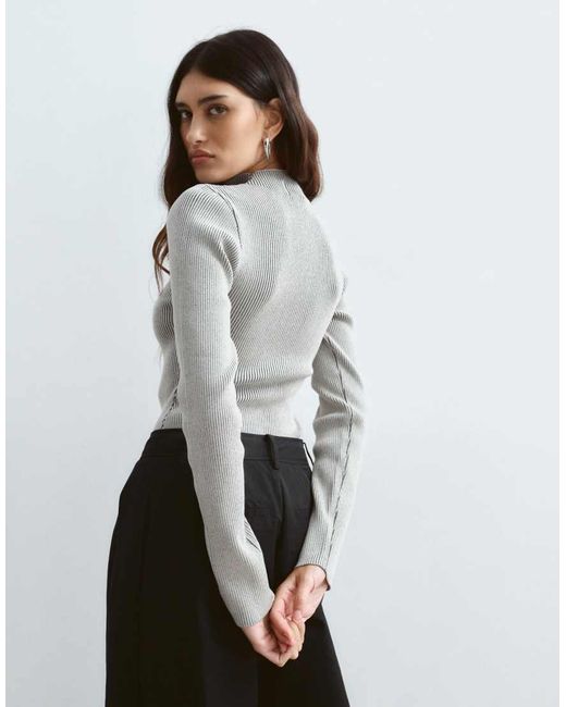 ARRANGE Gray Soft Knit Long Sleeve Bodysuit