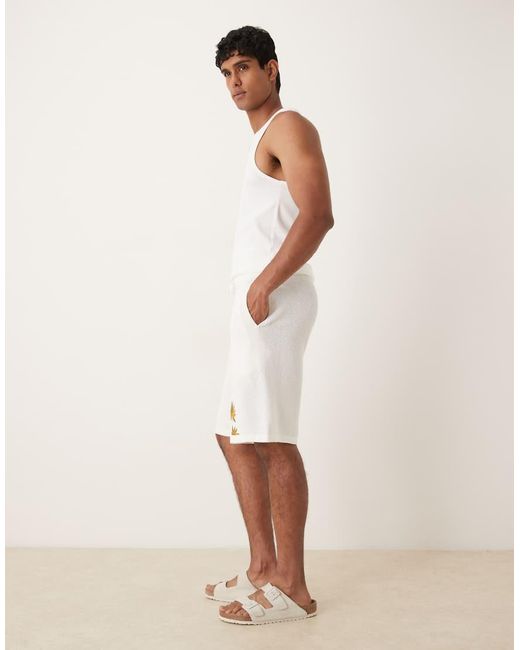 ASOS Natural Oversized Textured Knitted Shorts Co-ord for men