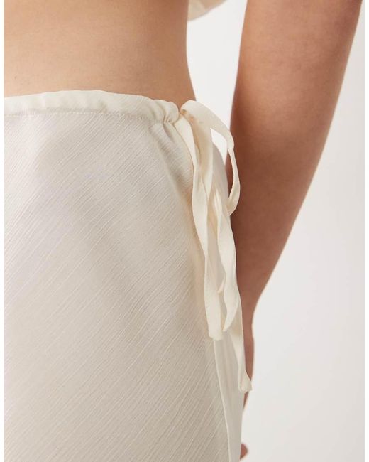 SNDY'S Natural Chiffon Contrast Sheer Tie Side Maxi Skirt Co-ord