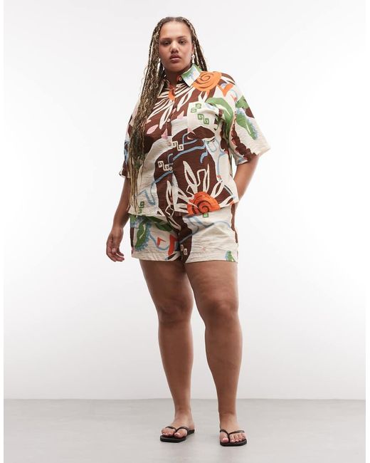 ASOS Multicolor Asos Design Curve Short Sleeve Shirt Co-ord