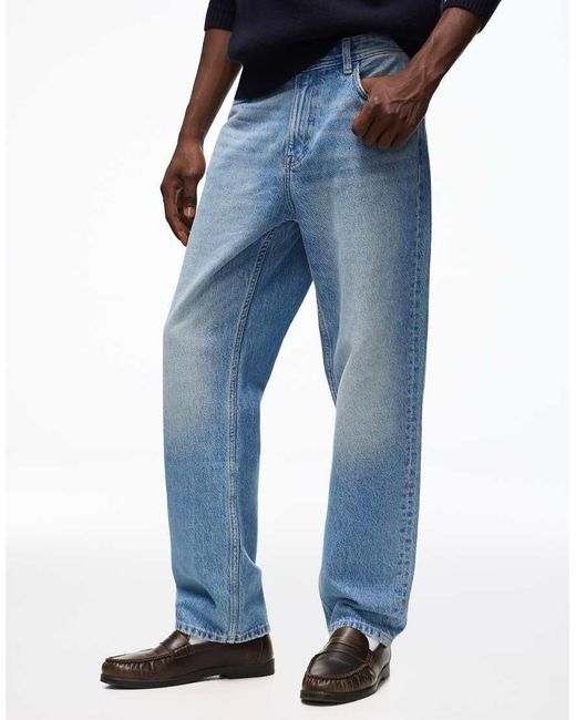 Bershka Blue Straight-leg Jeans for men
