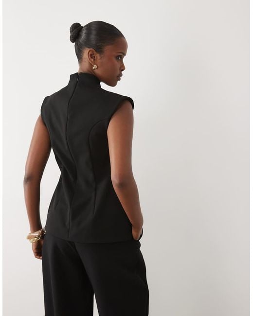 ASOS Black Bonded Crepe Tailored Top Co-Ord
