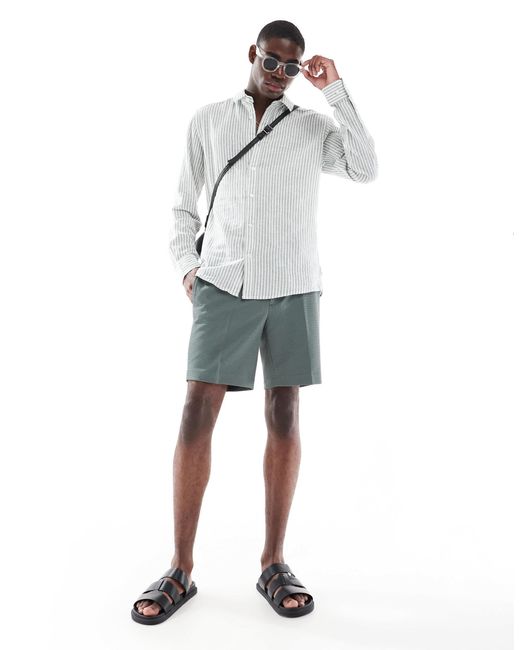 River Island Green Waffle Texture Shorts for men