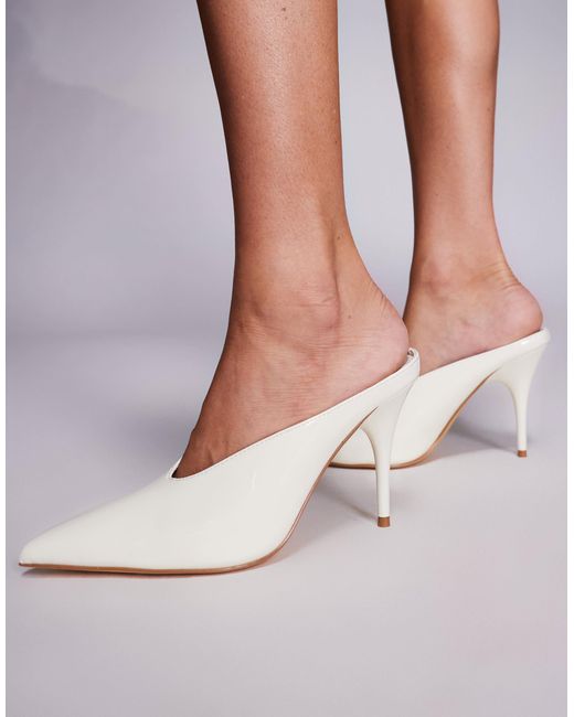 Public Desire White Pointed Court Shoes