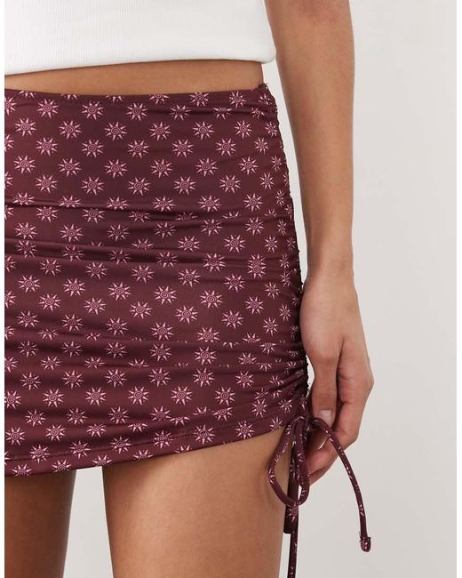 Mango Red Teen Ruched Side Mini Skirt