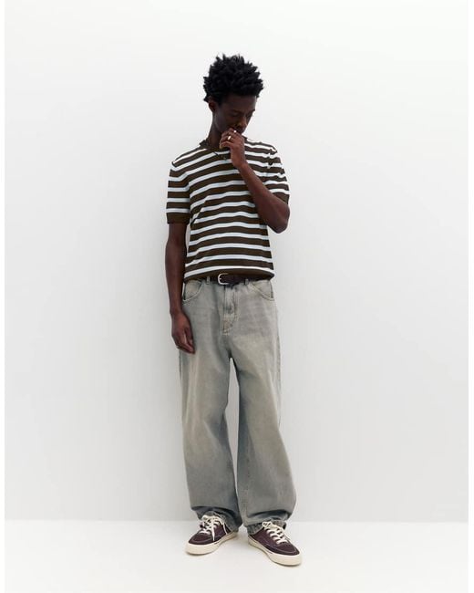 Pull&Bear Gray Short Sleeve Jumper for men