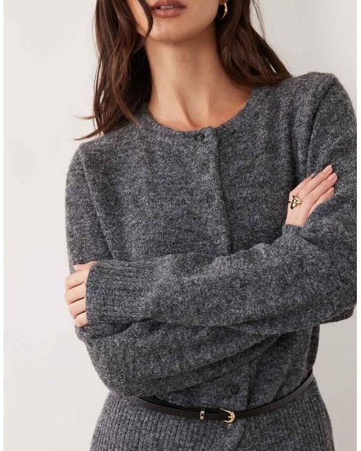 ASOS Gray Faux Leather Belted Cardigan Co-ord