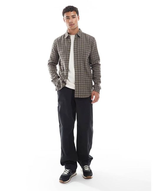 Camisa A Cuadros Pequeños Marrones Y Negros De -Marrón Only & Sons de hombre de color Gray