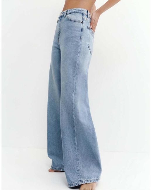 Pull&Bear Blue Wide-Leg Jeans