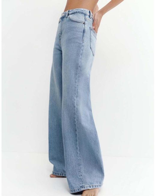 Pull&Bear Blue Wide-Leg Jeans