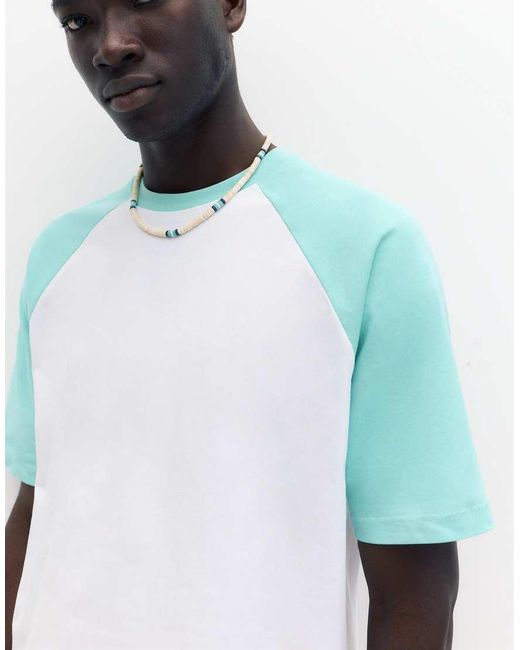 Pull&Bear White Raglan Sleeve T-shirt for men