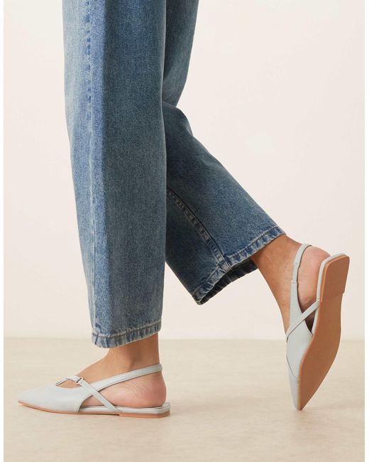 ASOS Blue – lantern – flache, spitze slingback-mules