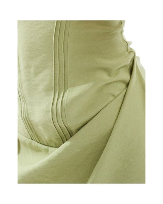 ASOS Green Linen Bandeau Mini Dress With Pintuck Detail
