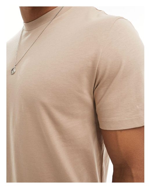 Camiseta marrón claro con cuello redondo ASOS de hombre de color Natural