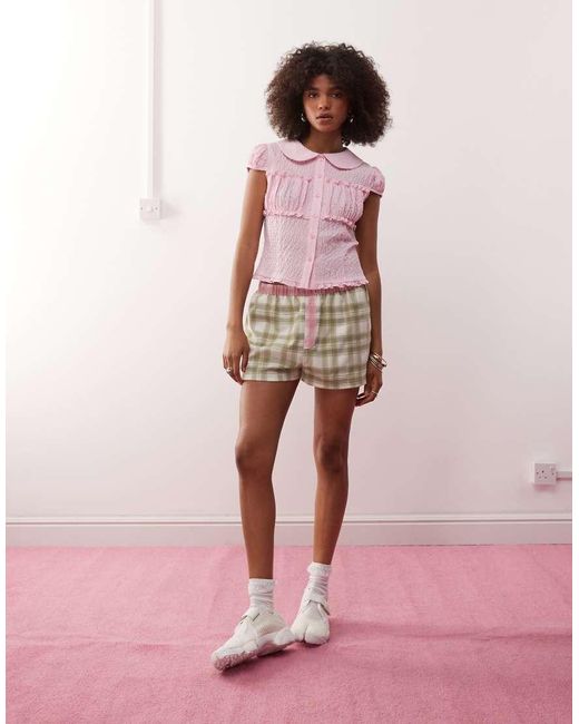 Collusion Pink Textured Fitted Shirt