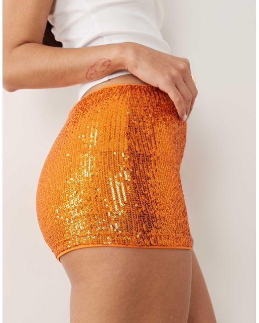 ASOS Orange Sequin Mini Short