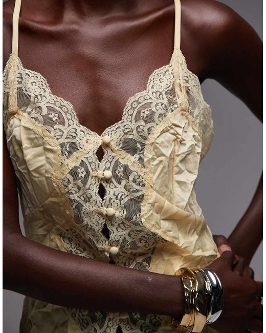 ASOS Black Button Front Lace And Satin Cami