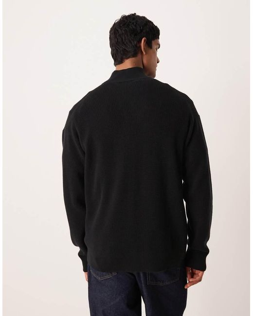 Calvin Klein Blue Waffle Quarter Zip Jumper for men