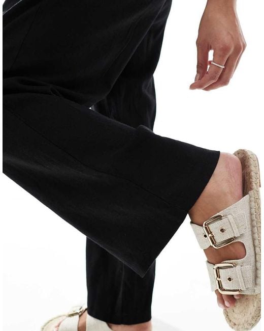 New Look Broek Met Linnenlook En Wijde Pijpen in het Blue