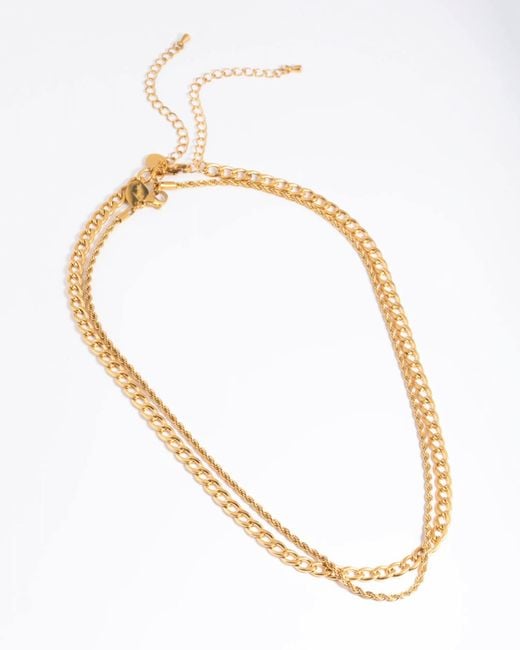 Collier double-rang en acier inoxydable étanche plaqué or avec maillons torsadés Lovisa en coloris Metallic