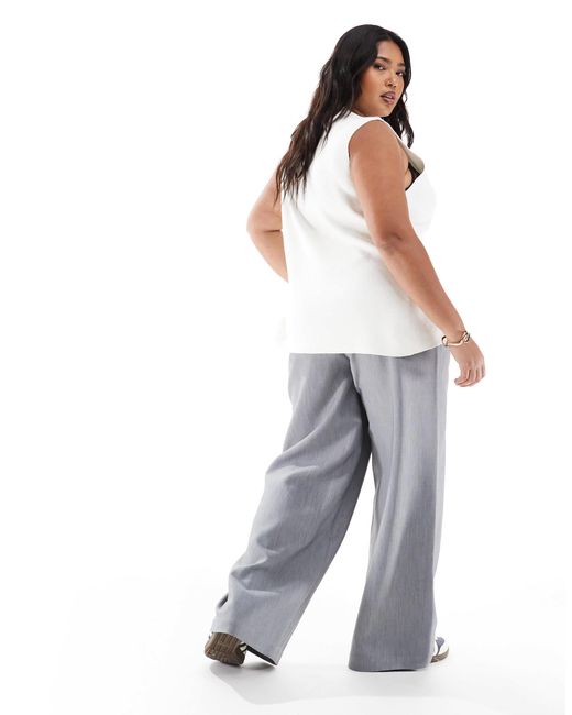 ASOS Gray Curve Pu Panelled Contrast Tailored Trouser