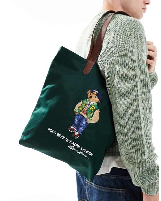 Polo Ralph Lauren Green Tote Bag With Bear Logo for men