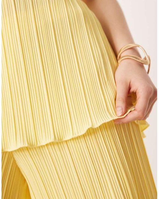 Y.A.S Natural Plisse Bandeau Co-ord With Rolled Hem Detail