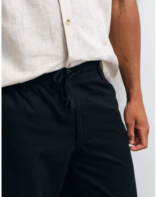 Jack & Jones Blue Linen Mix Trousers With Drawstring for men