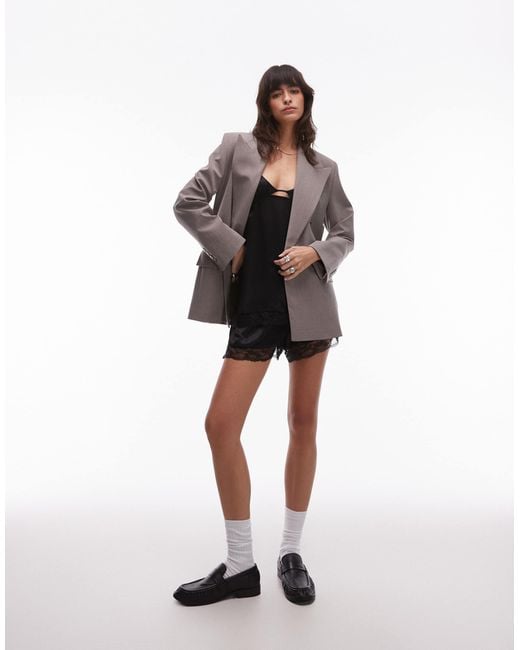 ASOS Black Satin Lace Trim Longline Cami Top