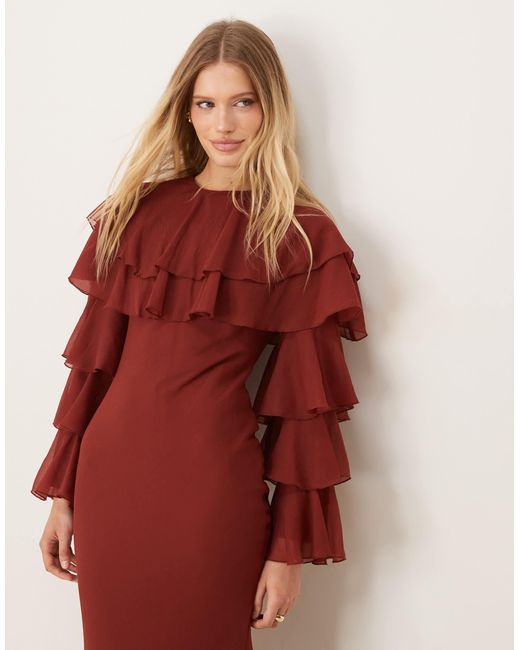 ASOS Red – gestuftes maxikleid