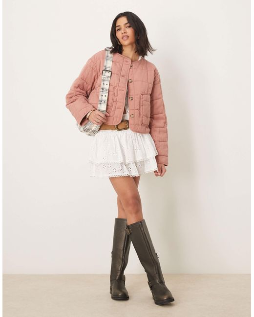 ASOS Natural – kragenlose kurze steppjacke