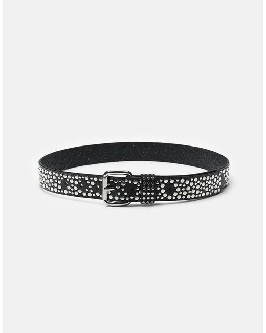 Pull&Bear Black Leather Effect Studded Belt