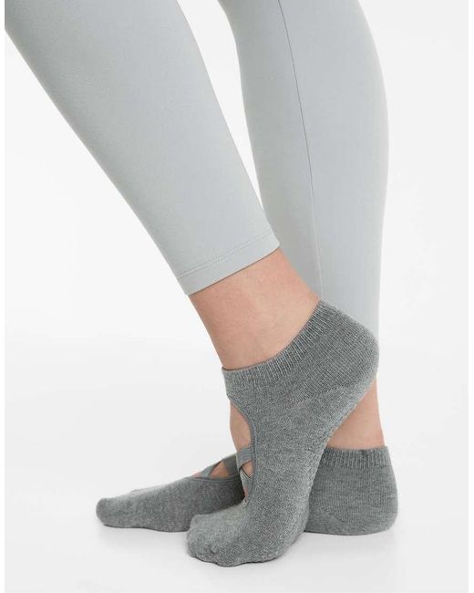 Oysho Black 2 Pairs Of Cotton Blend Yoga And Pilates Socks With Crossover Straps