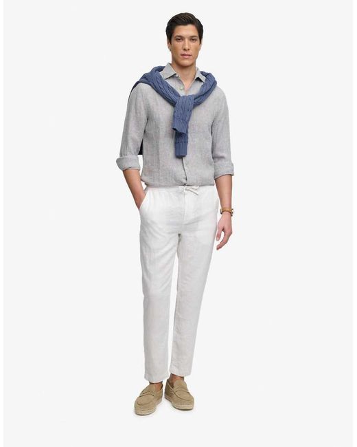 Superdry Blue Merchant Linen Pants for men