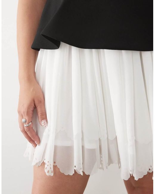 ASOS Black Curve Mono Mini Dress With Broderie Skirt Detail