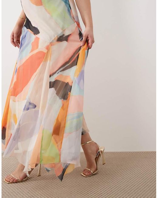 ASOS Pink Asos Design Curve Chiffon High Neck Maxi Dress