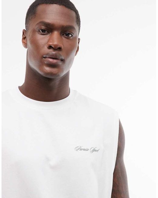 ASOS White Oversized Tank With Tennis Graphic for men