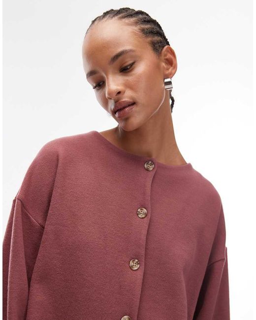 ASOS Red Supersoft Button Through Cardigan With Turn Up Cuff Co-ord