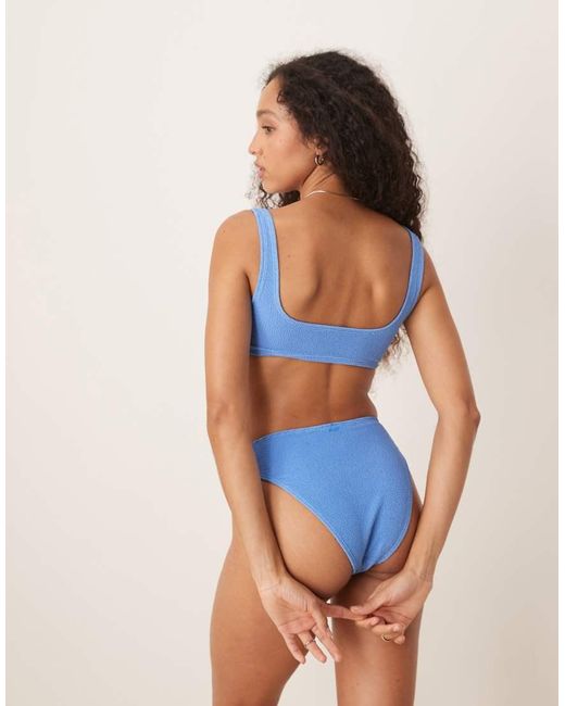 & Other Stories Blue Mix And Match Crinkle High Leg Bikini Bottom