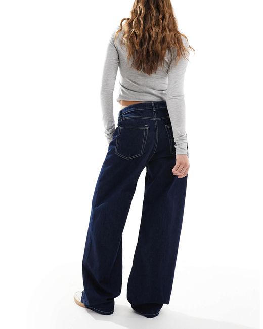 Bershka Blue Baggy Wide Leg Jeans